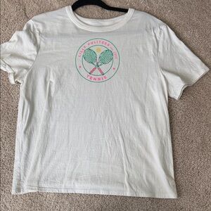 Lilly Pulitzer White Rally Tee with Pink & Green Tennis Graphic size M